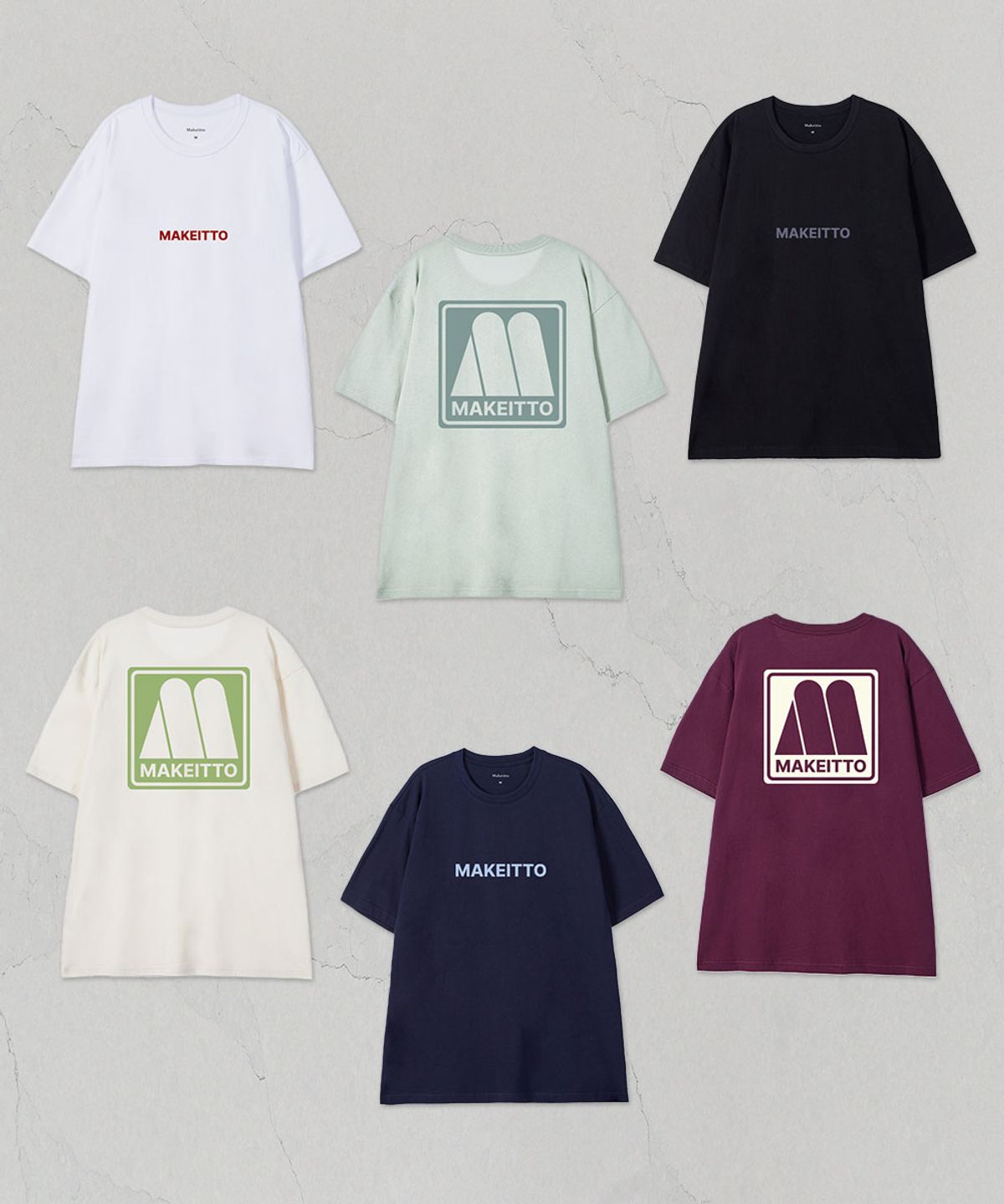 메이킷투(MAKEITTO) [SET]FRESH MILK+SQUARE LOGO CREW NECK TEE 2종 세트