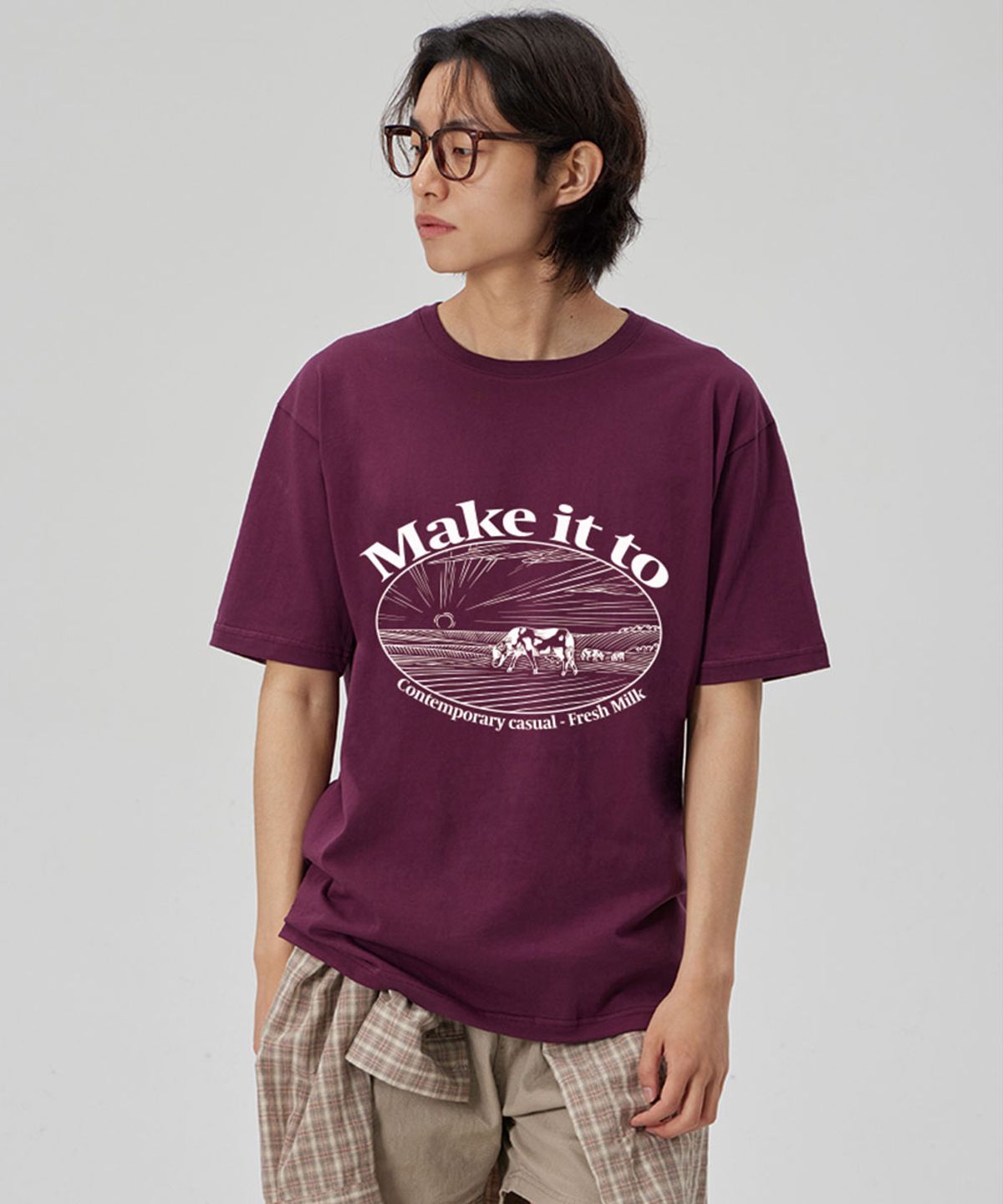 메이킷투(MAKEITTO) [SET]FRESH MILK+SQUARE LOGO CREW NECK TEE 2종 세트