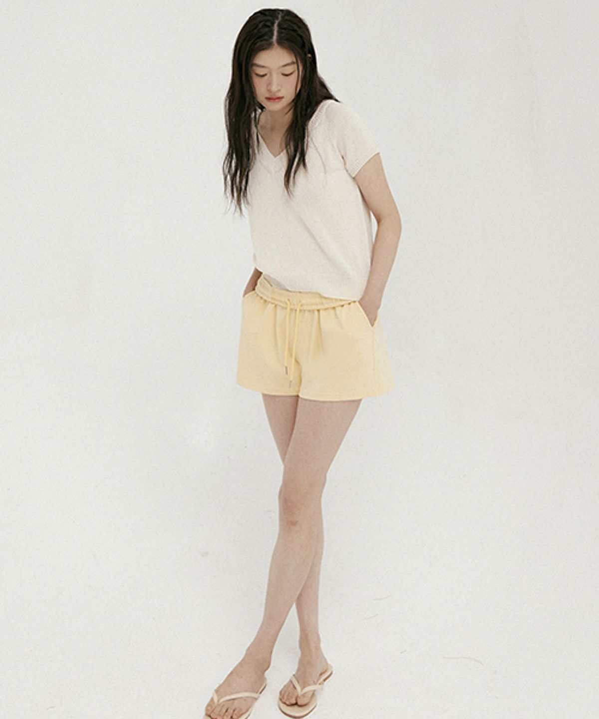 링서울(LINGSEOUL) soft pocketed shorts-yellow