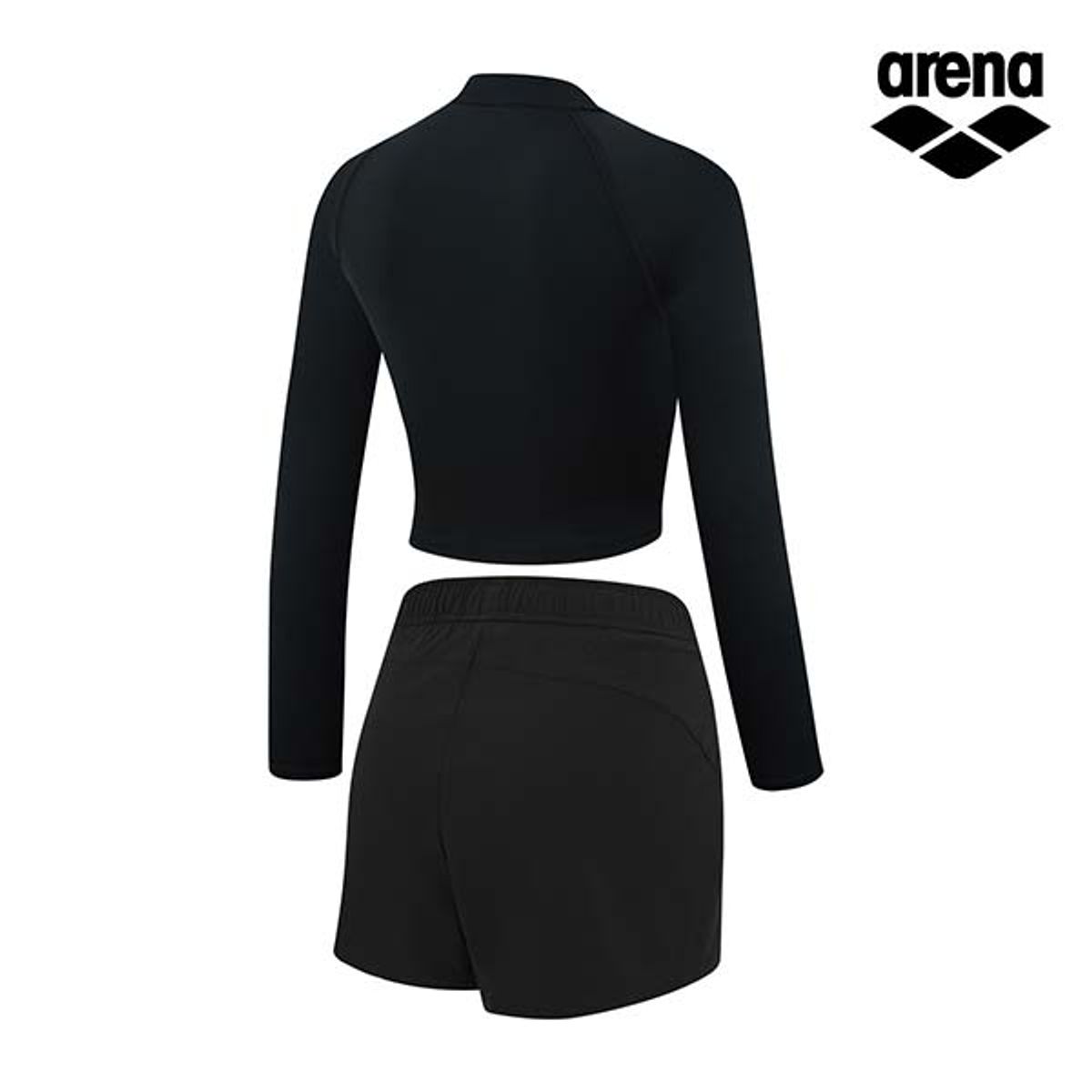 아레나(ARENA) 이니셜 레저 크롭 집업 래쉬가드 세트 A4BL1PS03BLK