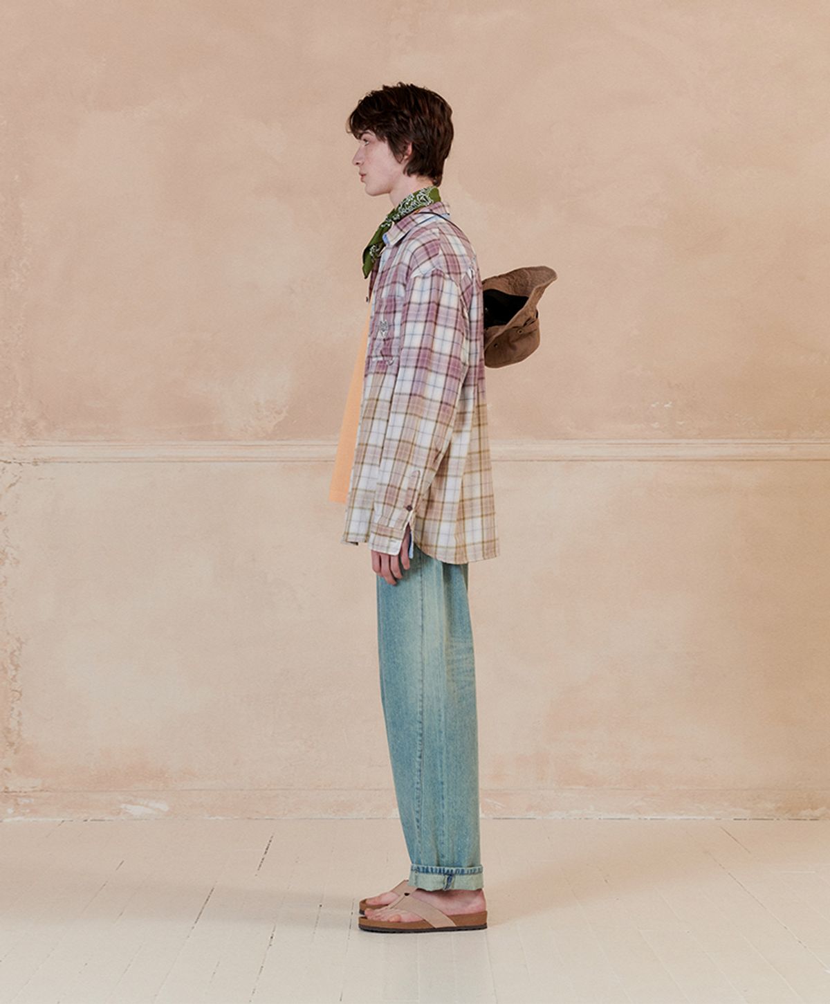 누크피터(NUUKFITTER) GRADATION WASHING CHECK SHIRT [PURPLE] 그라데이션 워싱 체크 셔츠 남방 퍼플