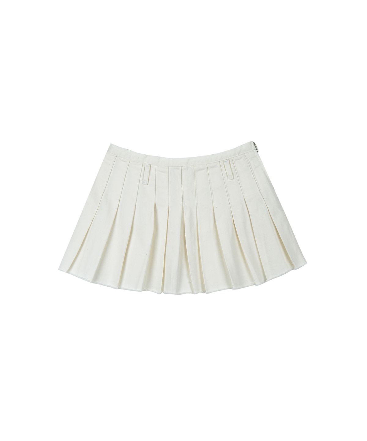 더포르타(THEPORTA) CORN DENIM PLEATS SKIRT, WHITE