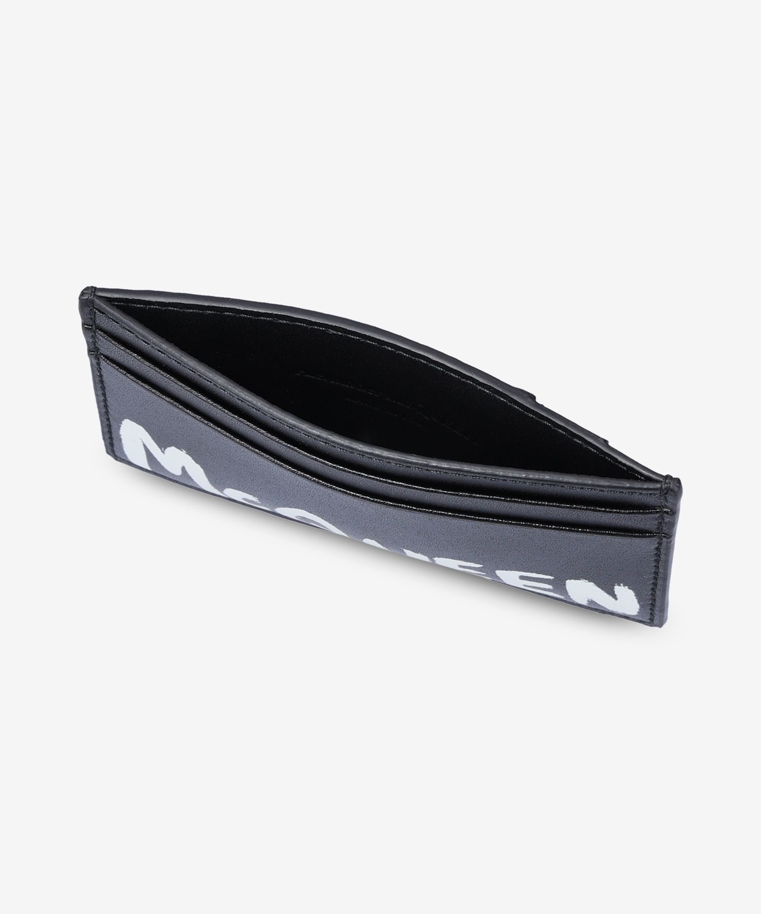 ★alexander mcqueen★ Graffiti Card Holder Black White 60214 Alexander McQueen Graffiti-print Leather Cardholder | Black