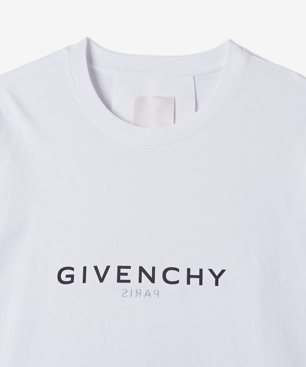 지방시(GIVENCHY) 리버스 로고 코튼 오버핏 반소매 티셔츠 - 화이트 / BM71533Y6B100