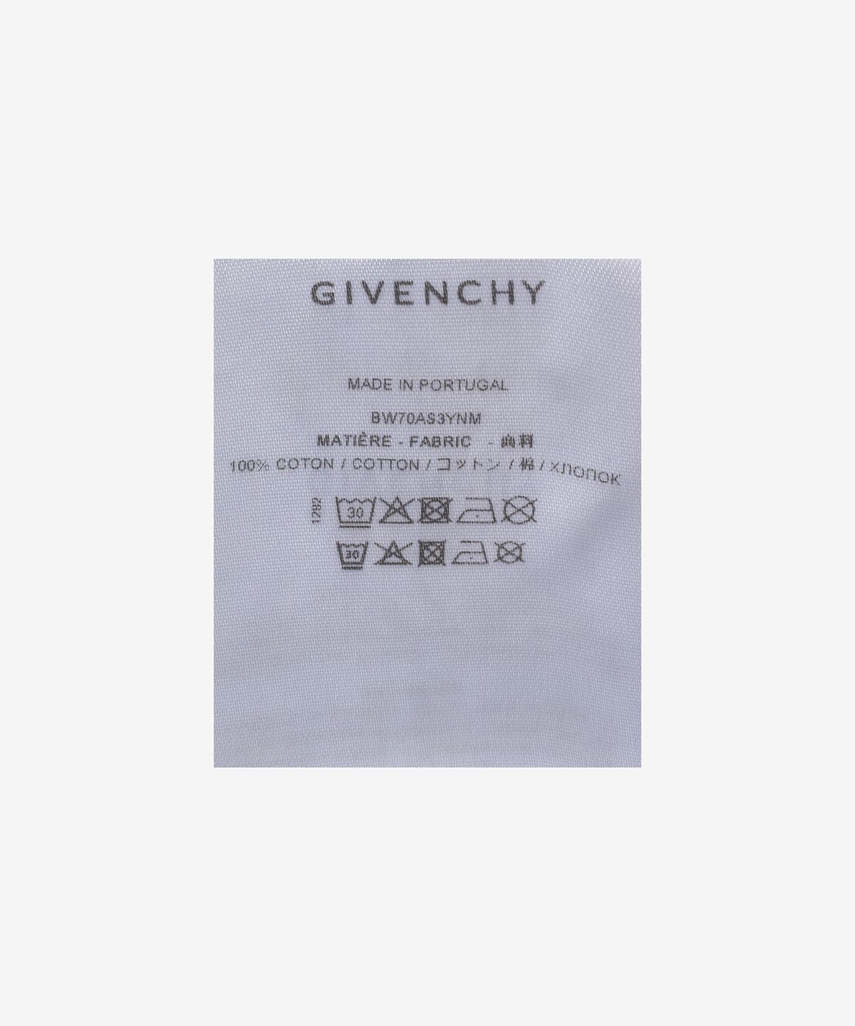 지방시(GIVENCHY) 4G 디테일 코튼 슬림핏 반소매 티셔츠 - 화이트:골드 / BW70AS3YNM119