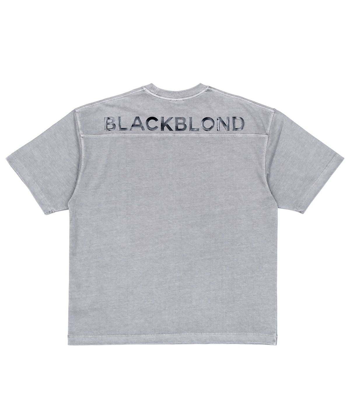 블랙블론드(BLACKBLOND) 비비디 히든 슬로건 피그먼트 반팔티 (그레이)