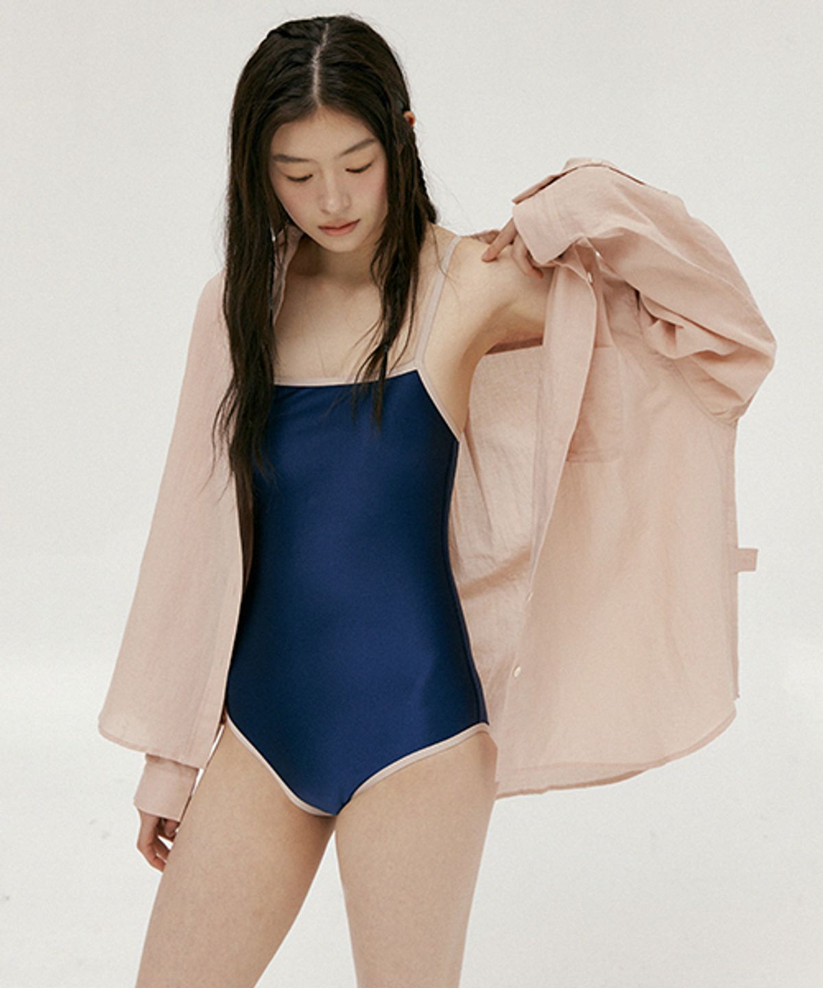 링서울(LINGSEOUL) glossy swim suit-navy