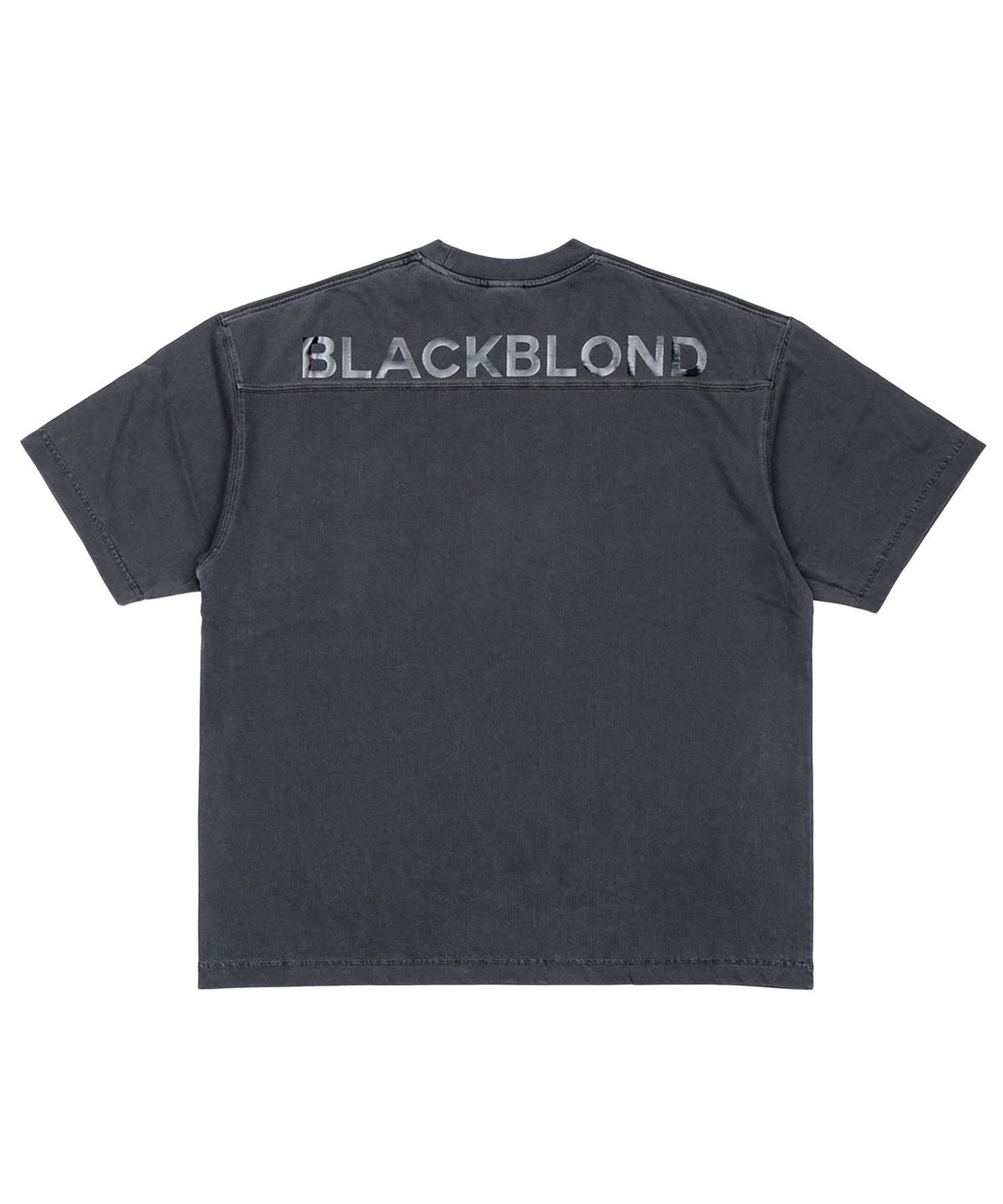 블랙블론드(BLACKBLOND) 비비디 히든 슬로건 피그먼트 반팔티 (차콜)