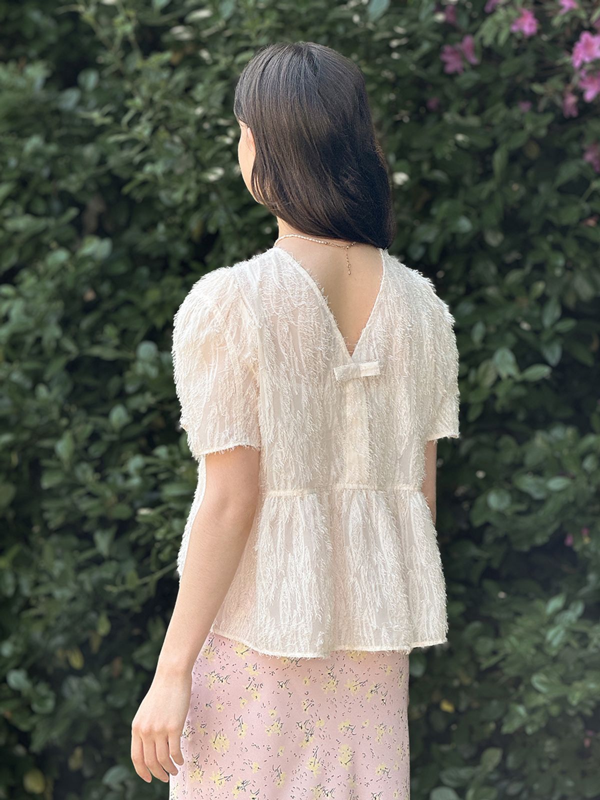 로트르드민(LAUTREDE MIN) [24SS] Lautre Ette ribbon Butter Blouse