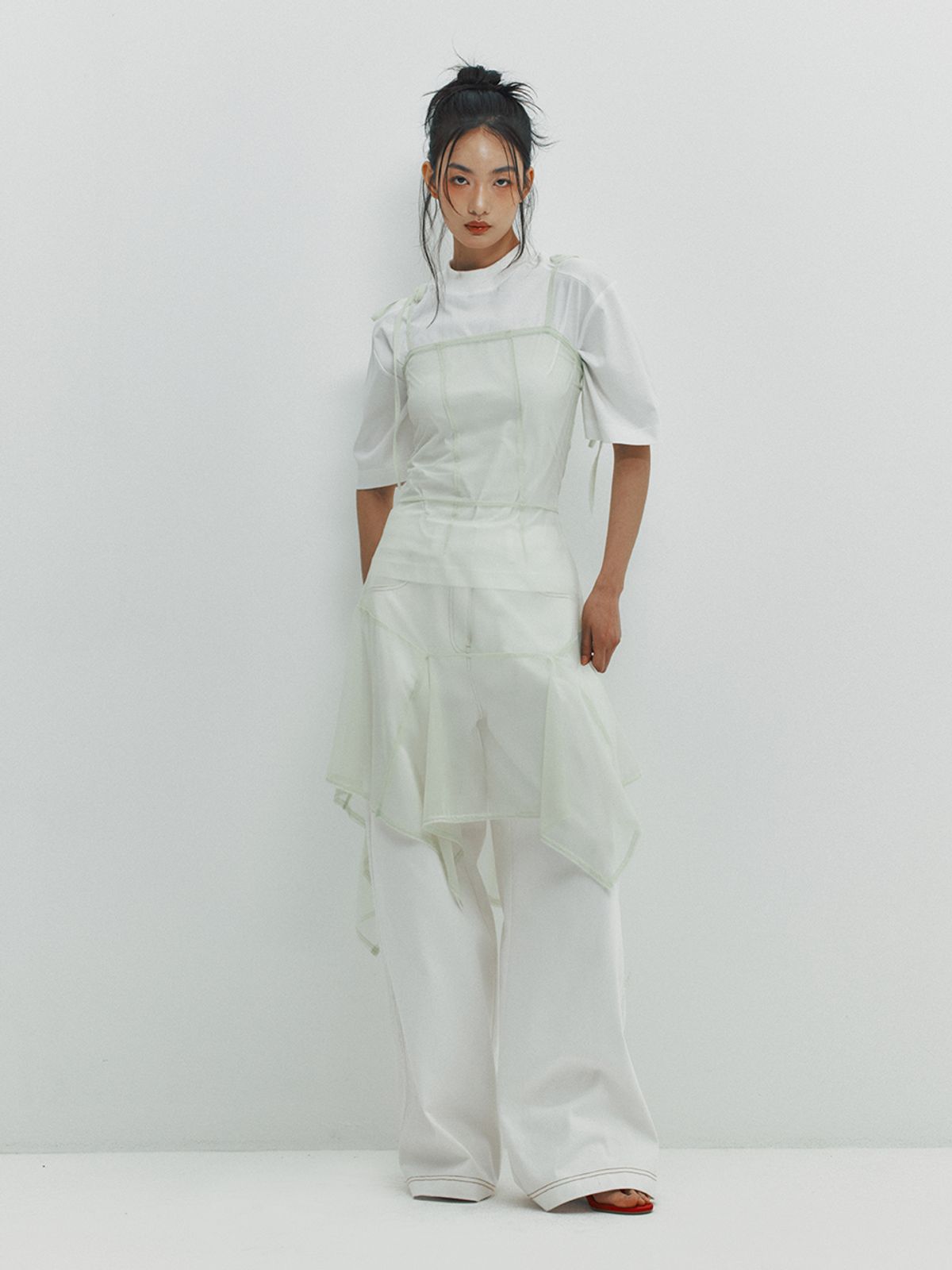 민더리(MEENDERI) LONG WIDE DENIM PANTS - WHITE