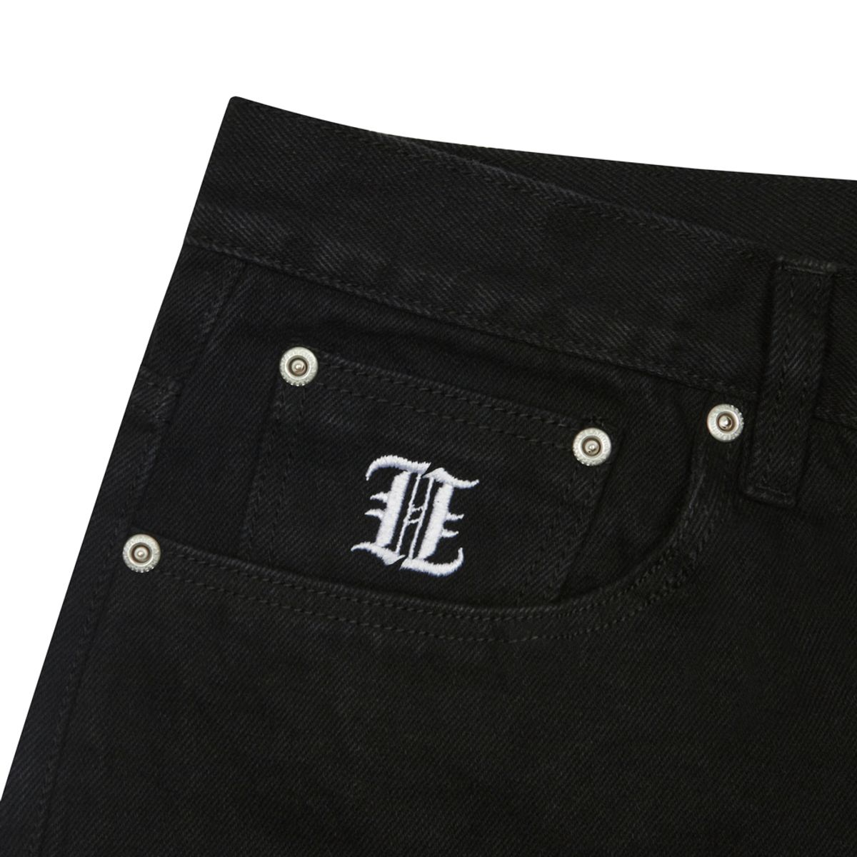 헤레시(HERESSY) F*CK OFF WITH THAT SHIT DENIM PANTS BLACK