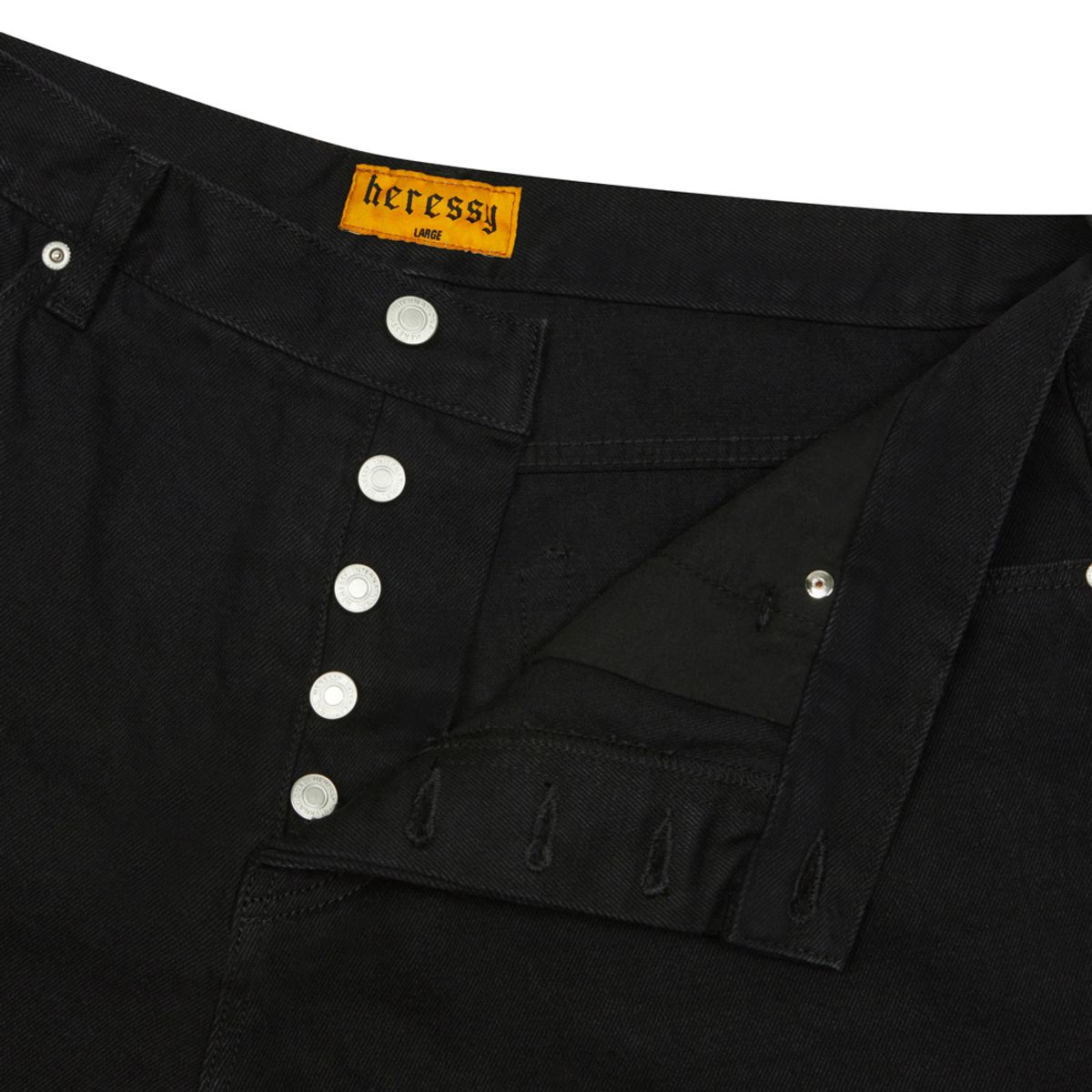 헤레시(HERESSY) F*CK OFF WITH THAT SHIT DENIM PANTS BLACK
