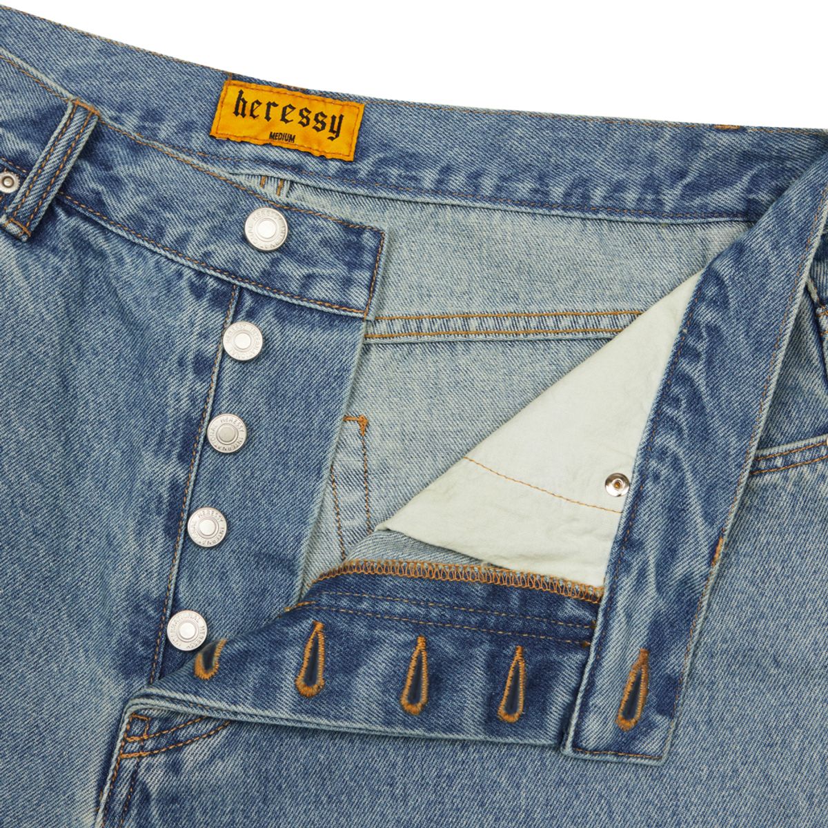 헤레시(HERESSY) F*CK OFF WITH THAT SHIT DENIM PANTS BLUE