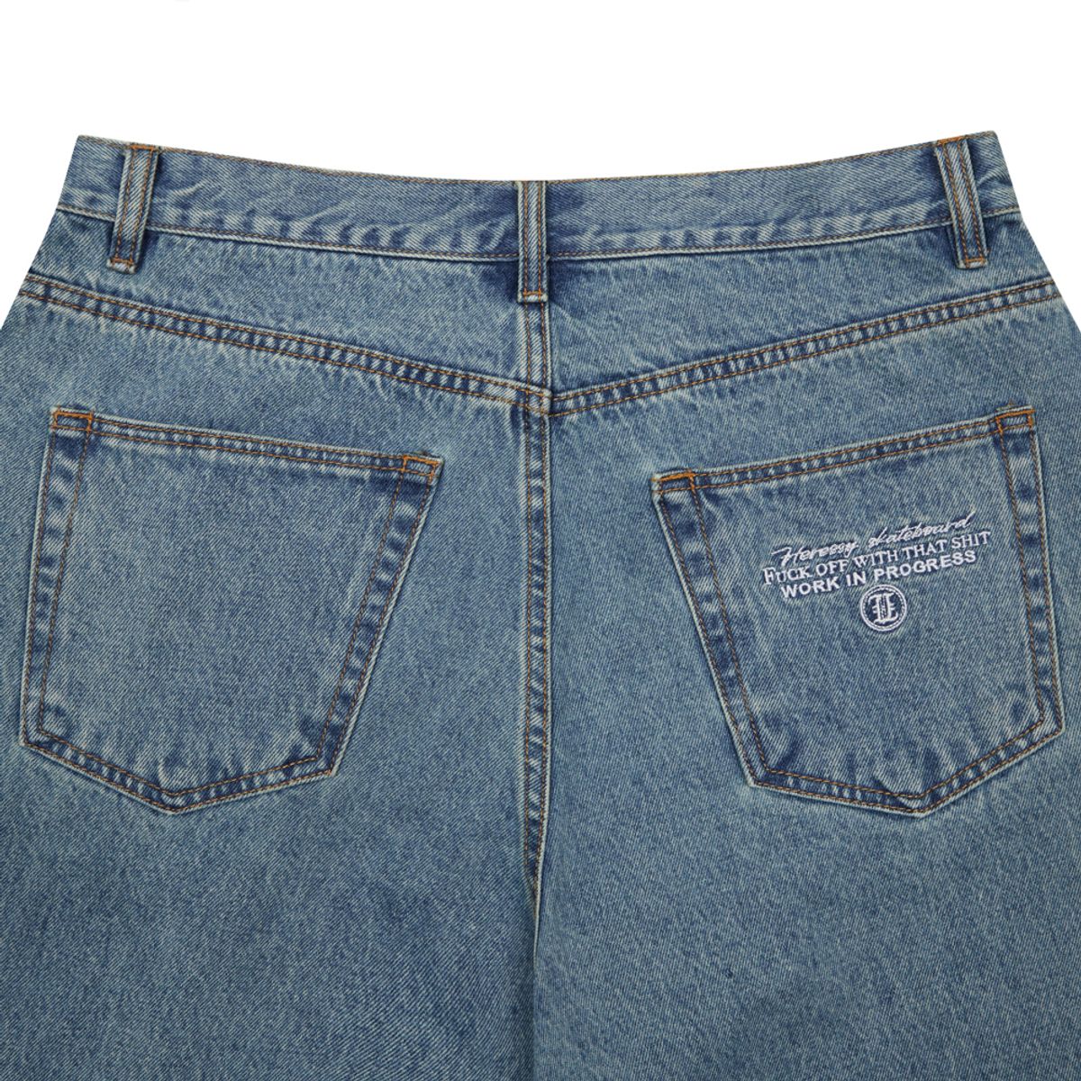 헤레시(HERESSY) F*CK OFF WITH THAT SHIT DENIM PANTS BLUE