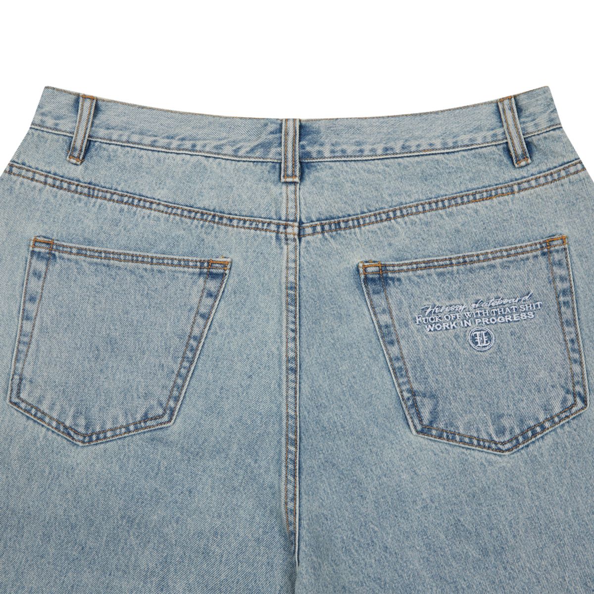헤레시(HERESSY) F*CK OFF WITH THAT SHIT DENIM PANTS LIGHT BLUE