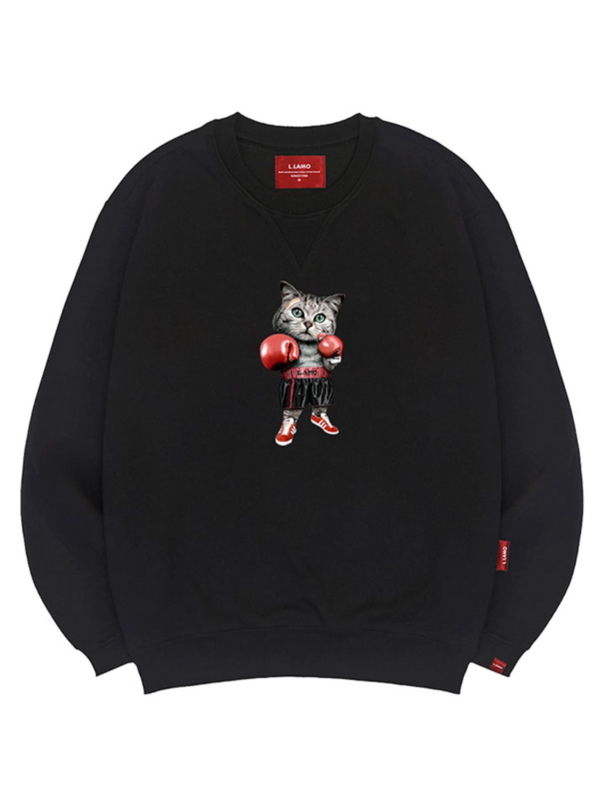 엘라모(LLAMO) 복싱고양이 맨투맨 남녀공용 빅사이즈 S~4XL