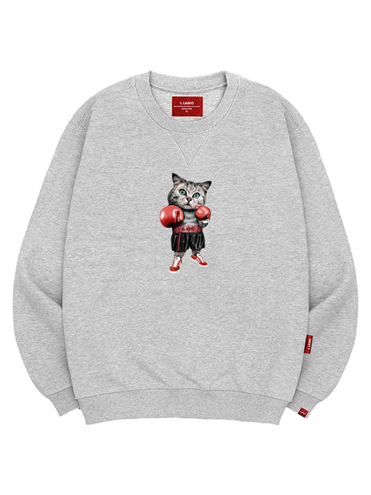 엘라모(LLAMO) 복싱고양이 맨투맨 남녀공용 빅사이즈 S~4XL