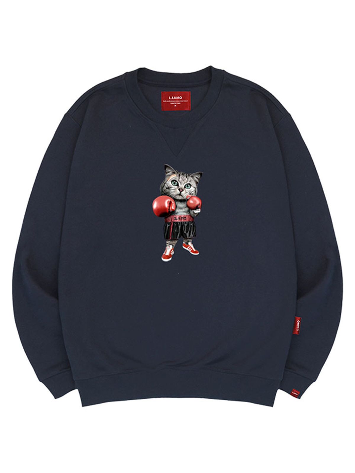 엘라모(LLAMO) 복싱고양이 맨투맨 남녀공용 빅사이즈 S~4XL