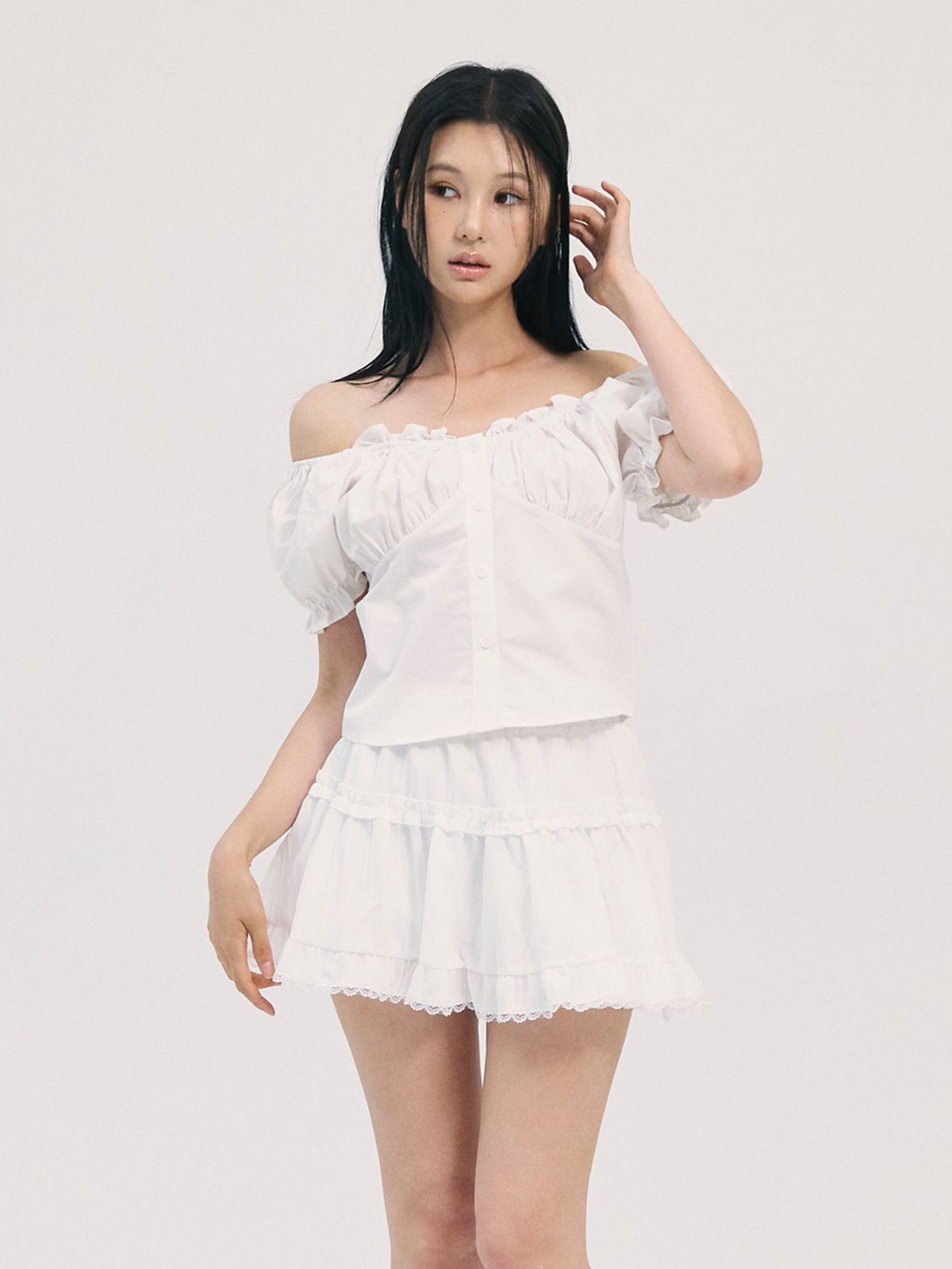 비에이블투(B ABLE TWO) saya frill skirt-white