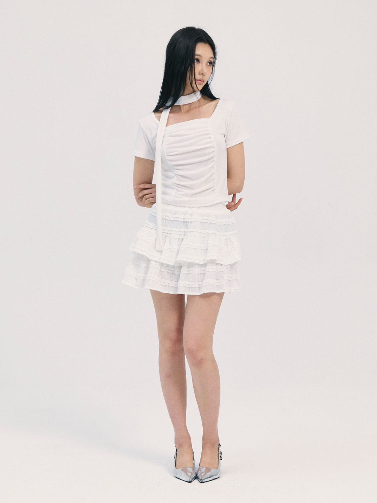 비에이블투(B ABLE TWO) noa scarf top-white