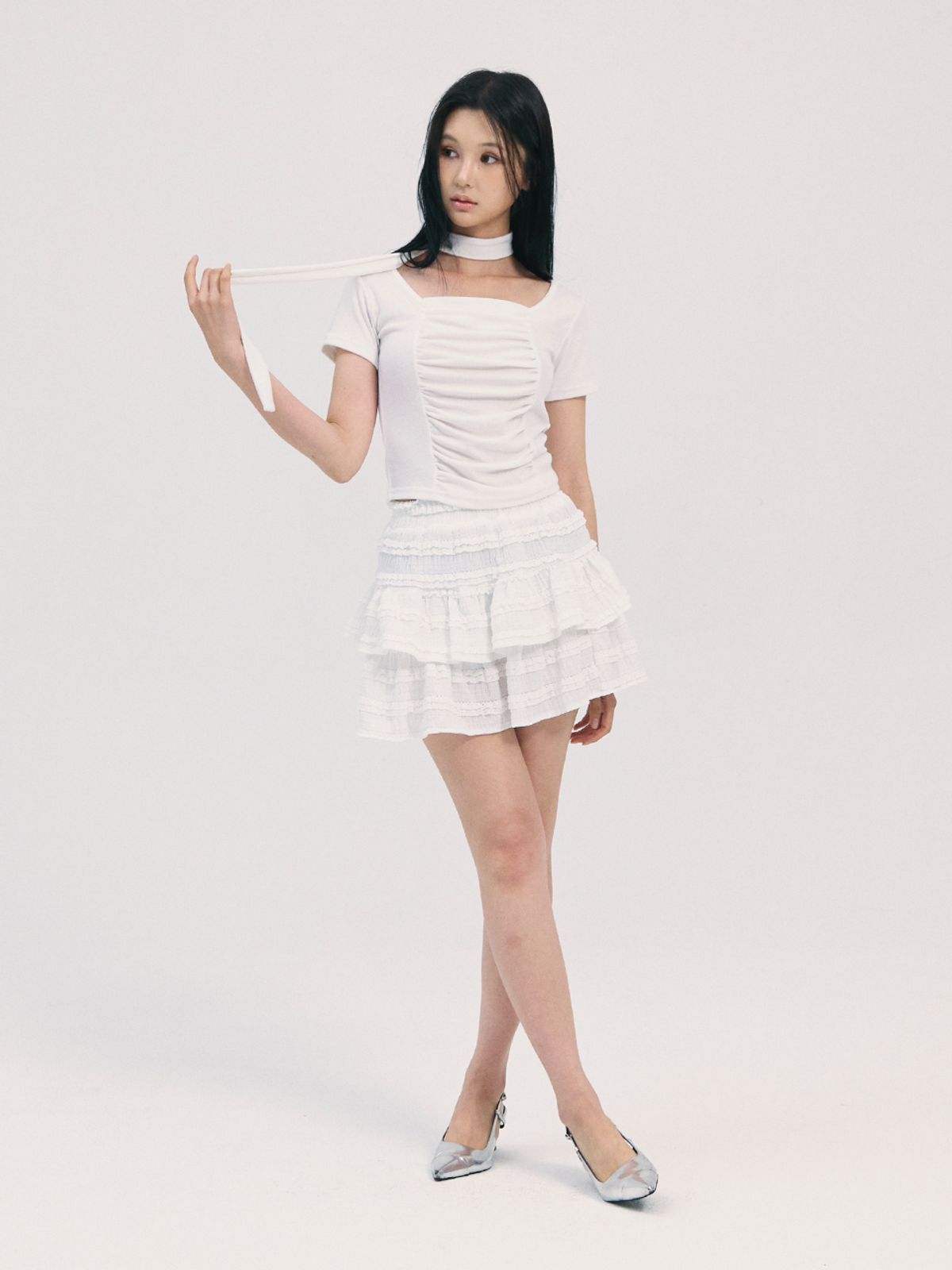 비에이블투(B ABLE TWO) noa scarf top-white