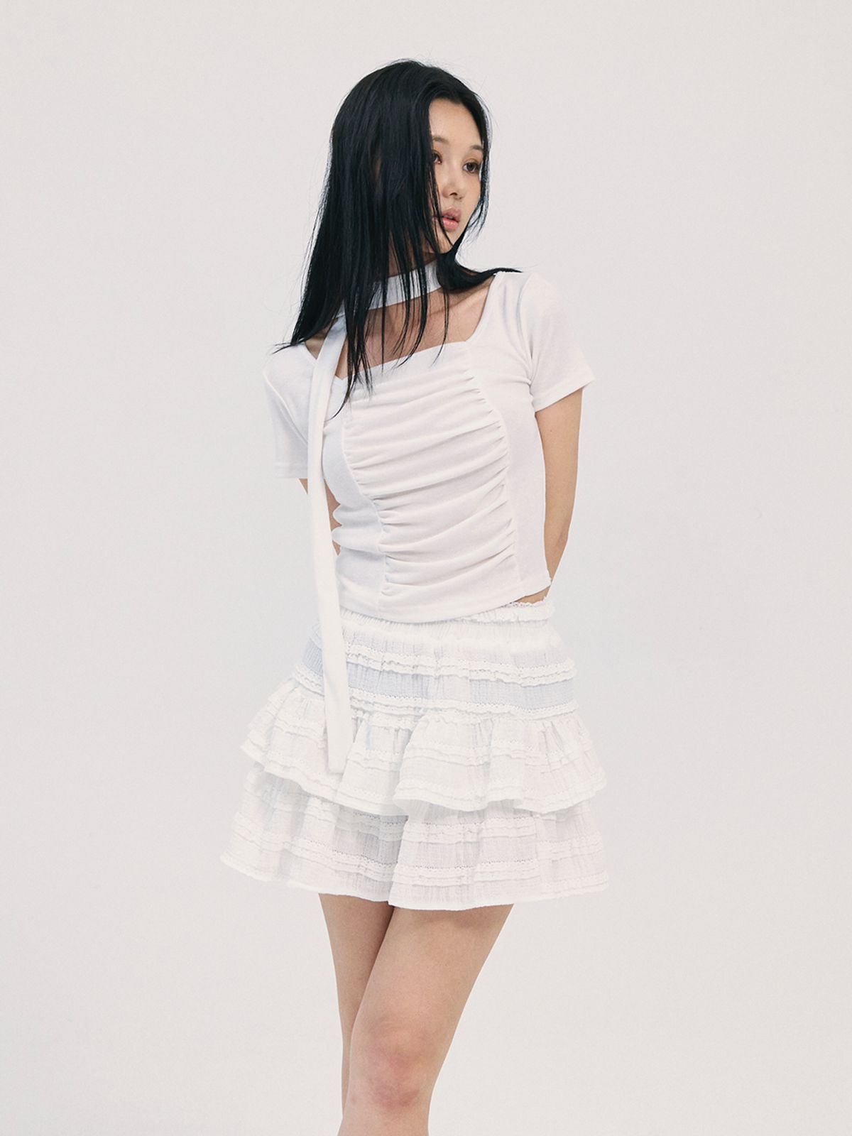 비에이블투(B ABLE TWO) noa scarf top-white