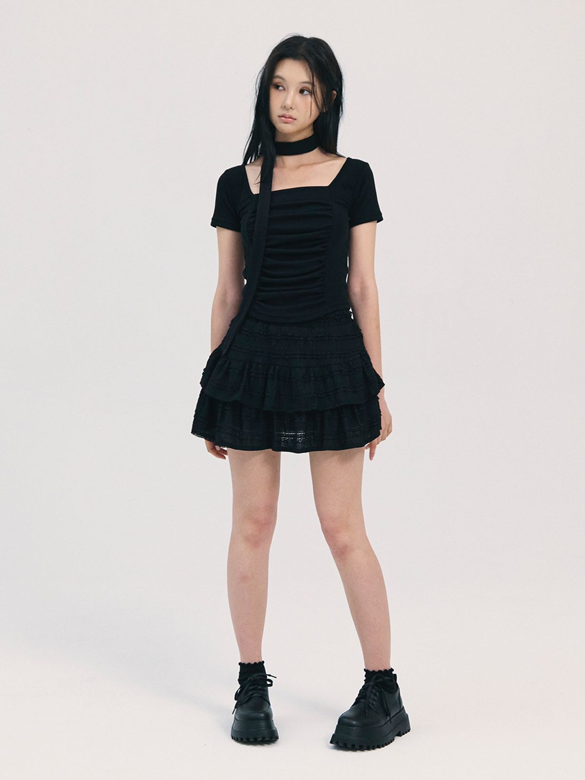 비에이블투(B ABLE TWO) noa scarf top-black