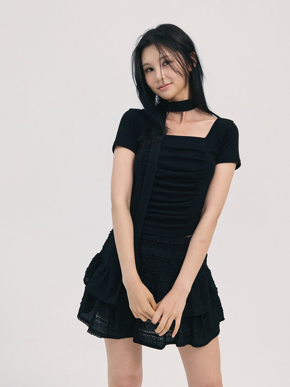 비에이블투(B ABLE TWO) noa scarf top-black