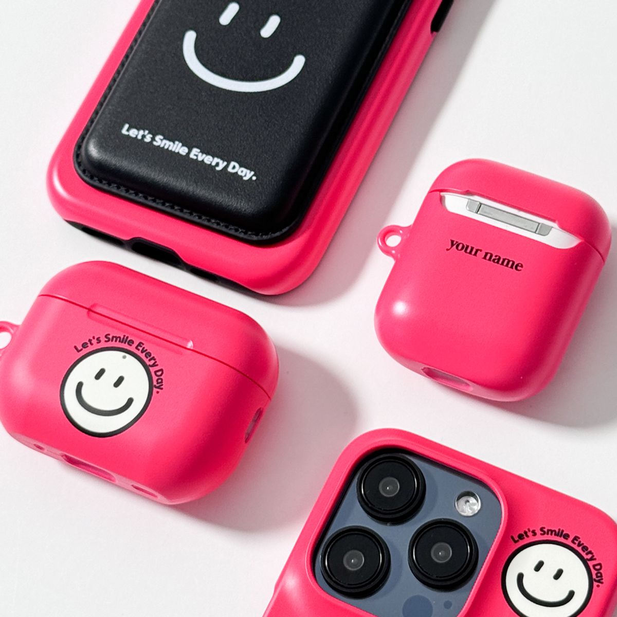 에이쓰리비쓰리(A3B3) Smile Color Bright Pink 스마일 컬러 브라이트 핑크 (에어팟 케이스)