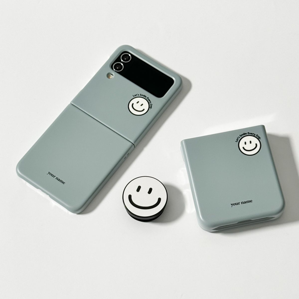 에이쓰리비쓰리(A3B3) Smile Color Greenish Gray 스마일 컬러 그리니쉬 그레이 (Z 플립 3.4.5.6 하드 케이스)