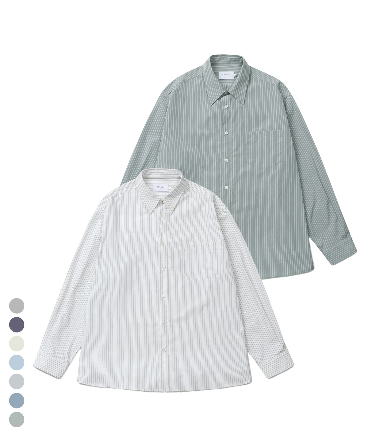 커넥트킨록(CONNECT KINLOCH) [SET] 썸머 루즈핏 스트라이프 셔츠 (7 COLOR)