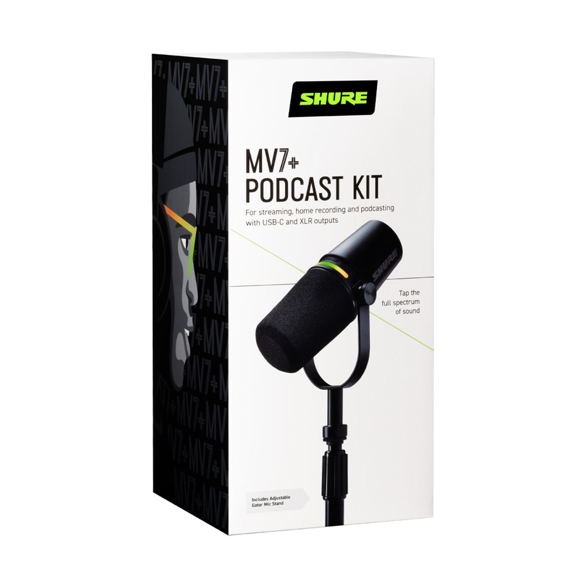슈어(SHURE) MV7+ Podcast Kit 팟캐스트 XLR, USB-C 하이브리드 듀얼 마이크 키트 (스탠드 포함)