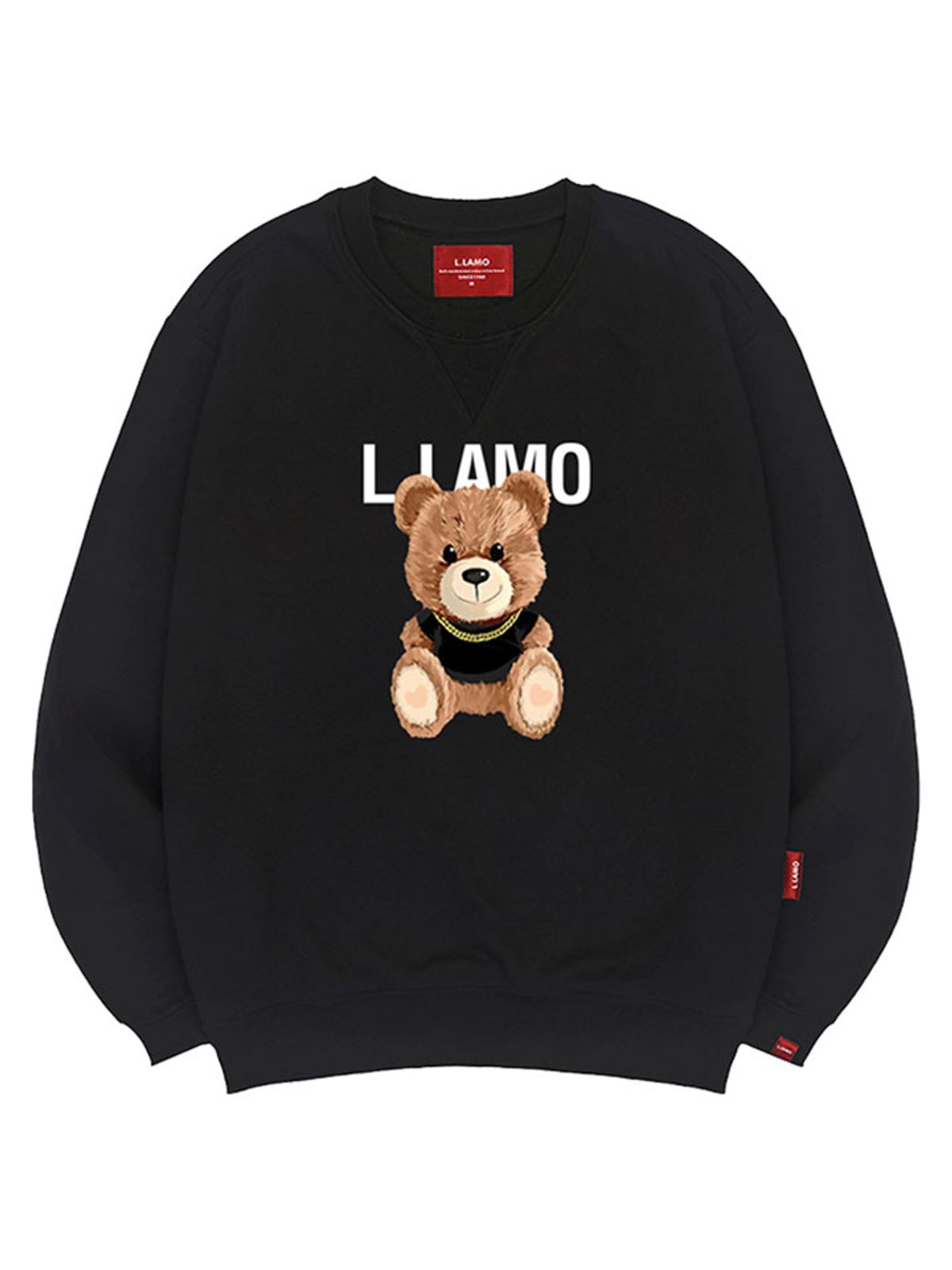 엘라모(LLAMO) 스마일곰돌 맨투맨 남녀공용 빅사이즈 S~4XL