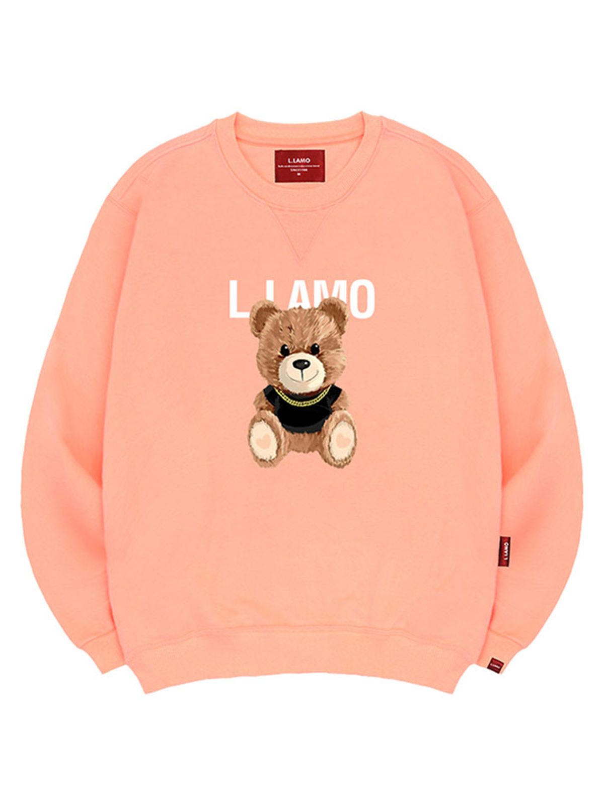 엘라모(LLAMO) 스마일곰돌 맨투맨 남녀공용 빅사이즈 S~4XL