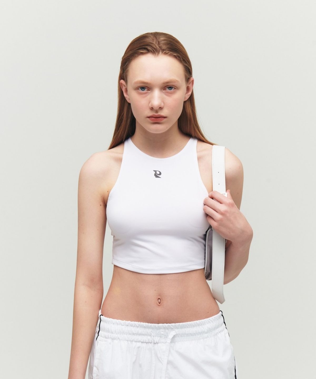 더포르타(THEPORTA) CROP JERSEY SLEEVELESS, WHITE