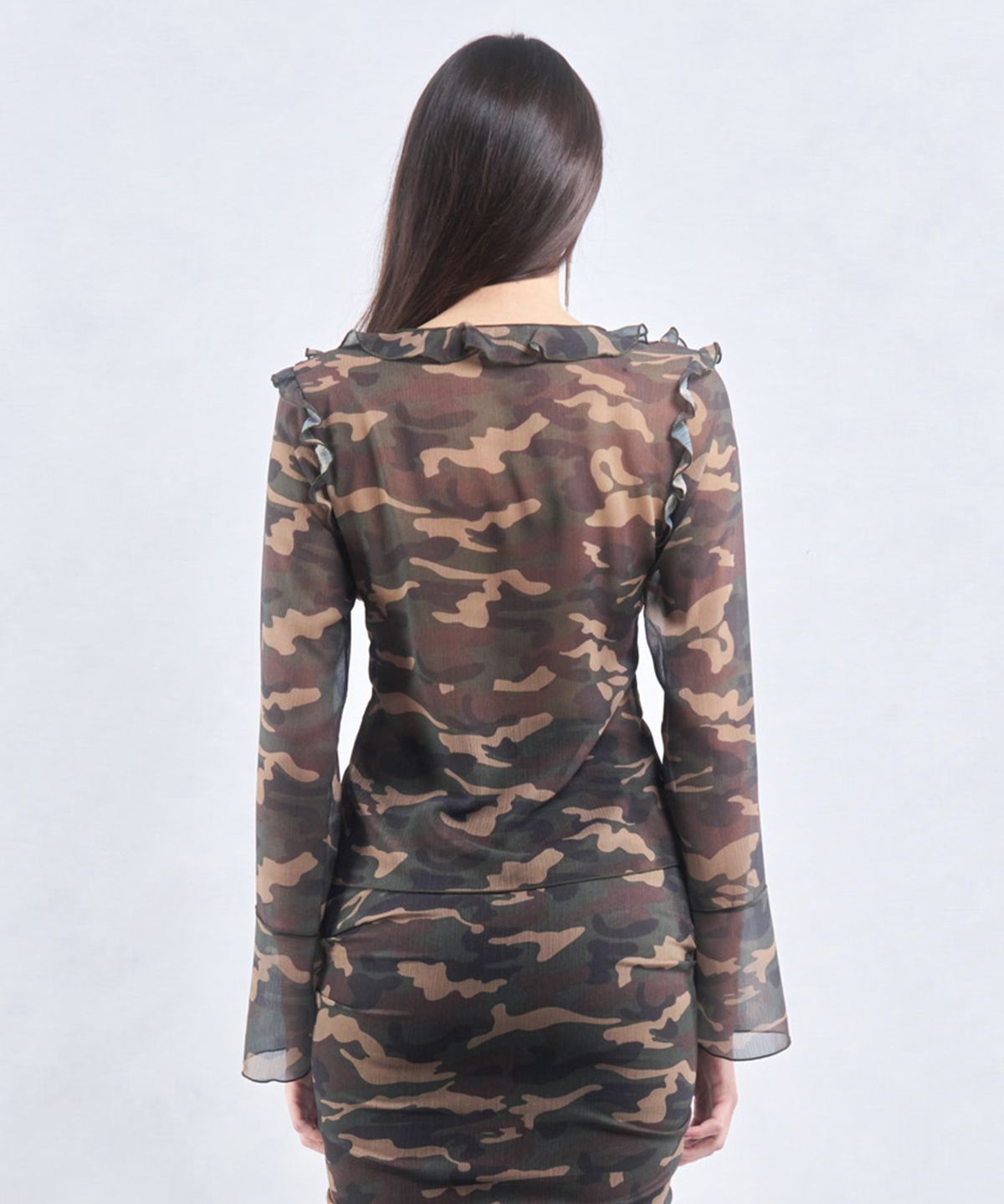 2000아카이브스(2000ARCHIVES) RUFFLE BLOUSE (CAMO)