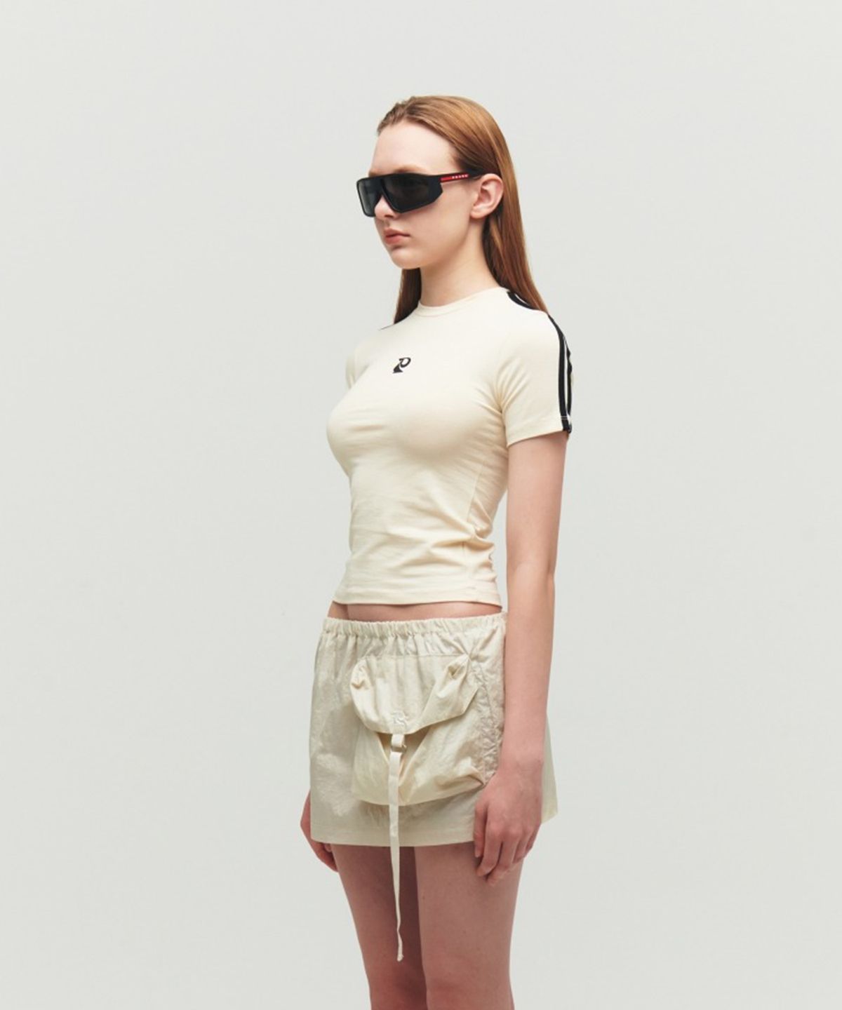 더포르타(THEPORTA) FITTED LINE COTTON TEE, CREAM