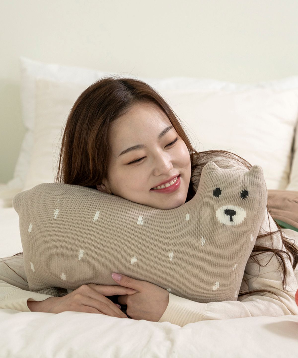 닛닛(NEATKNIT) 포근한 꿈꾸는 친구 곰 니트 인형 자니 Beige