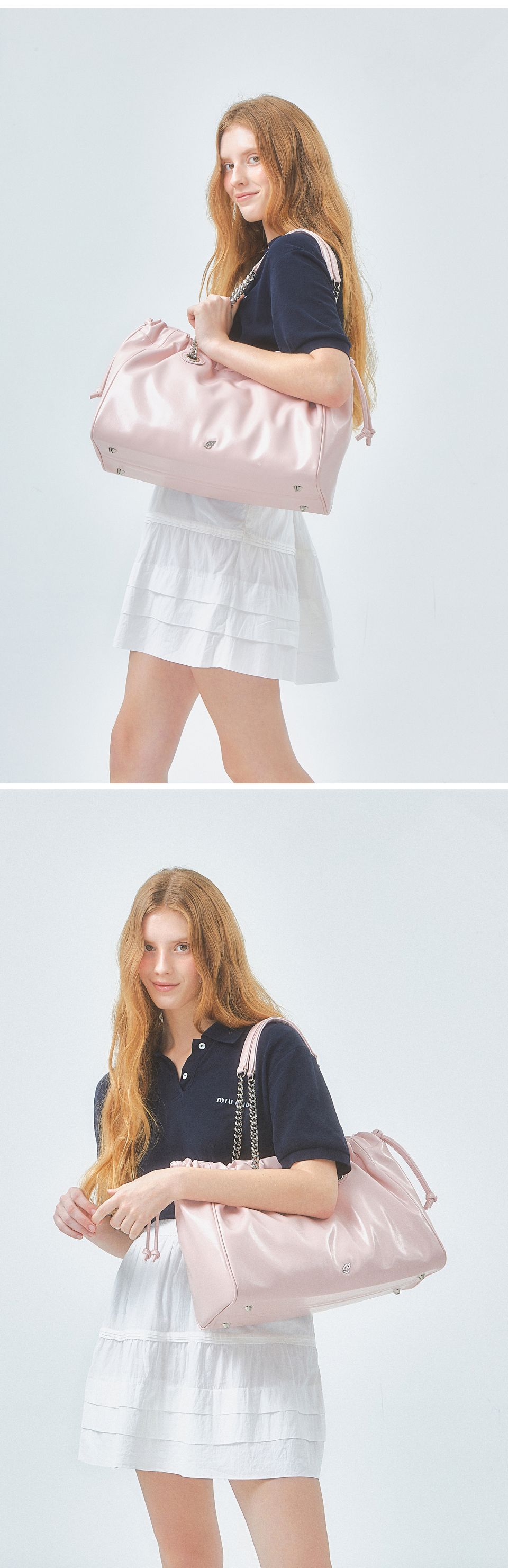 MUSINSA公式 | BADGIGI Chain Square Trowstring Bag Pink