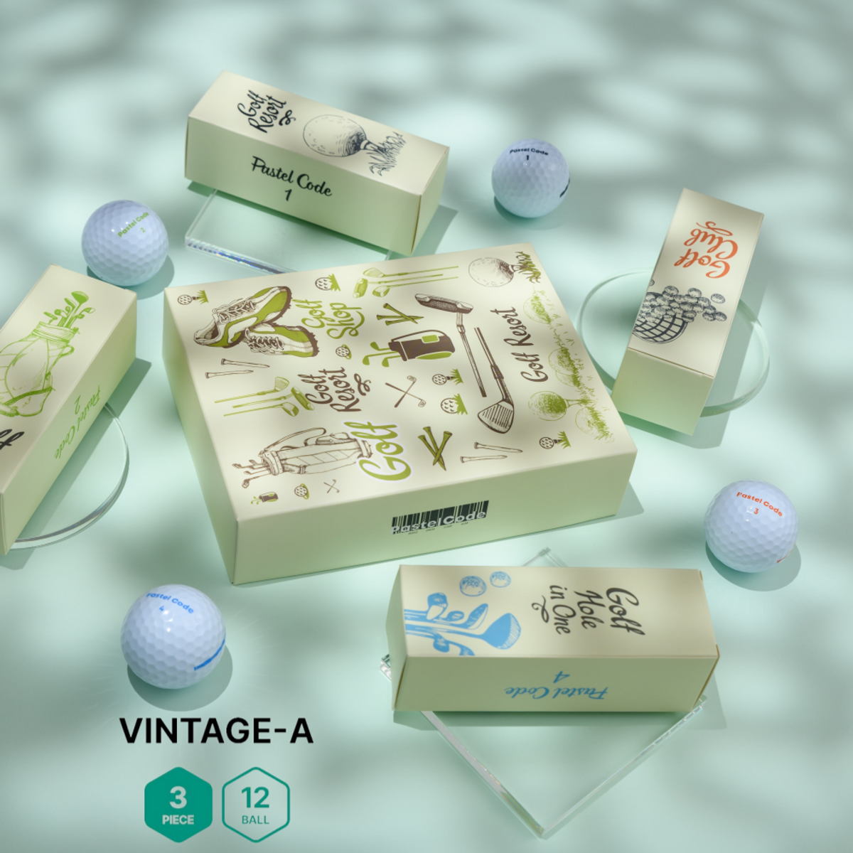 파스텔 코드(PASTELCODE) 파스텔코드 3피스 비거리 고반발 골프공 12볼세트 2BOX 화이트,옐로우