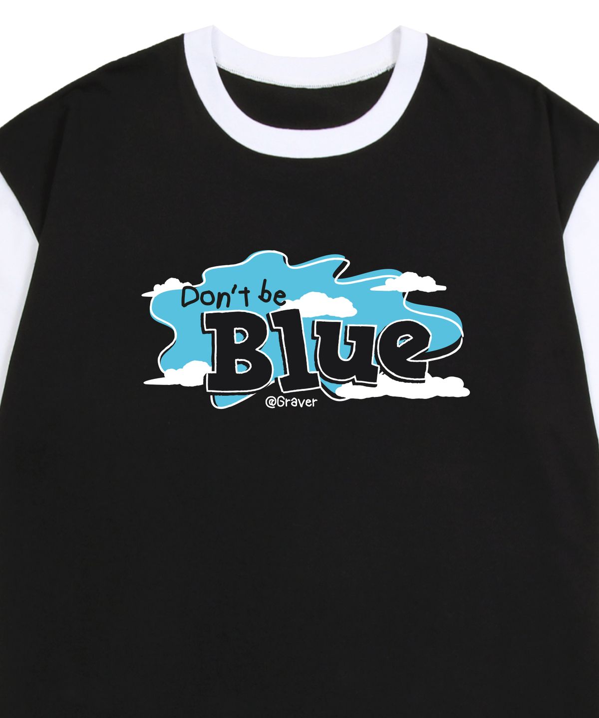 그레이버(GRAVER) [UNISEX]DONT-BE-BLUE 배색 반팔티_블랙