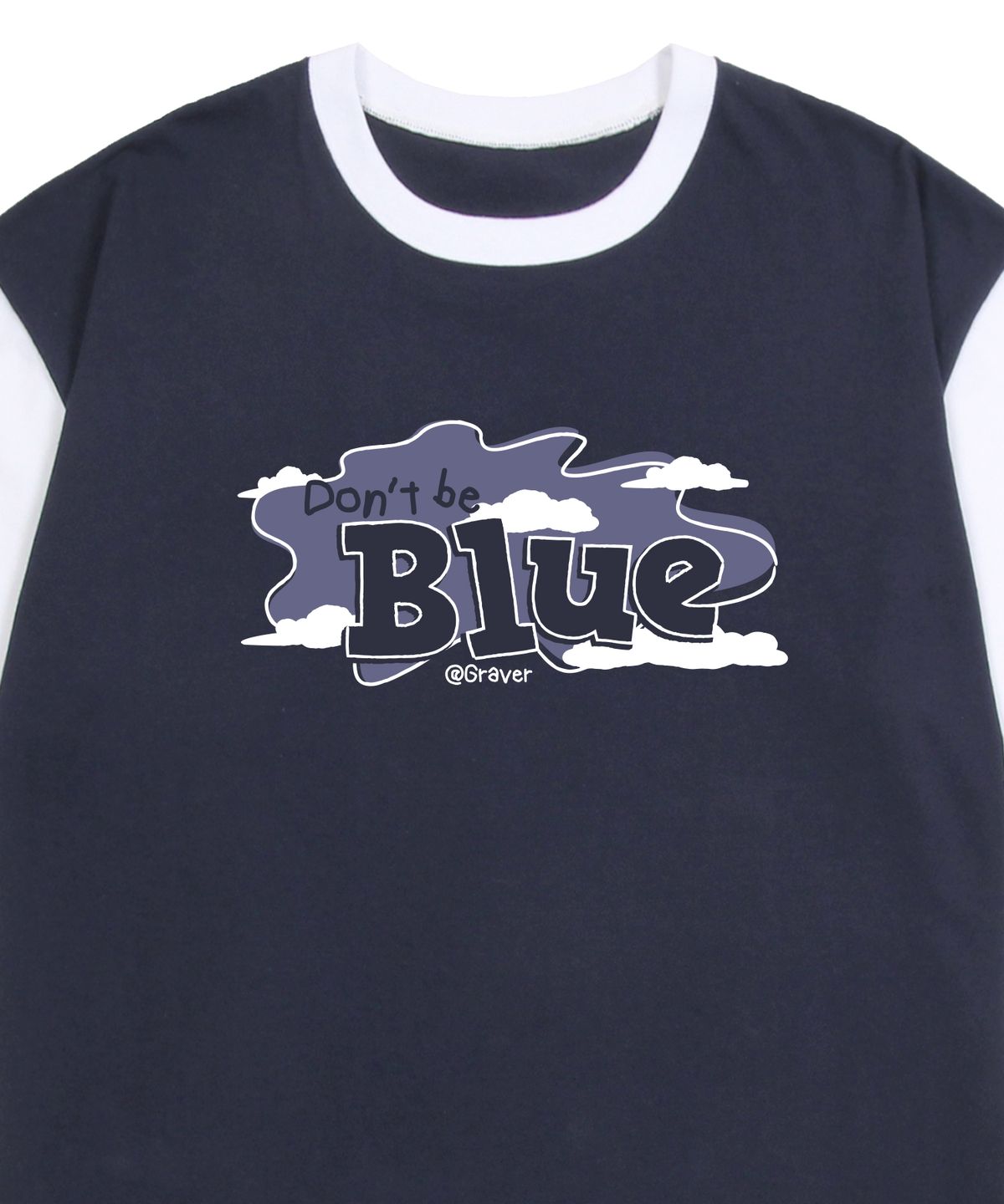 그레이버(GRAVER) [UNISEX]DONT-BE-BLUE 배색 반팔티_네이비