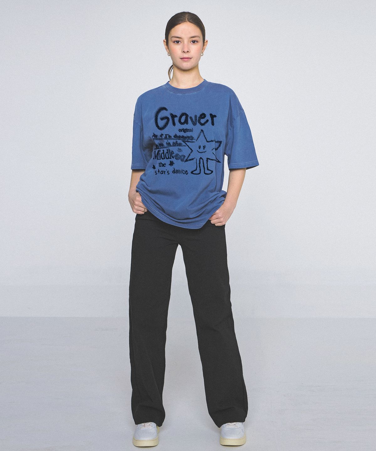 그레이버(GRAVER) [UNISEX]스타댄스 피그먼트 반팔티_블루섀도우