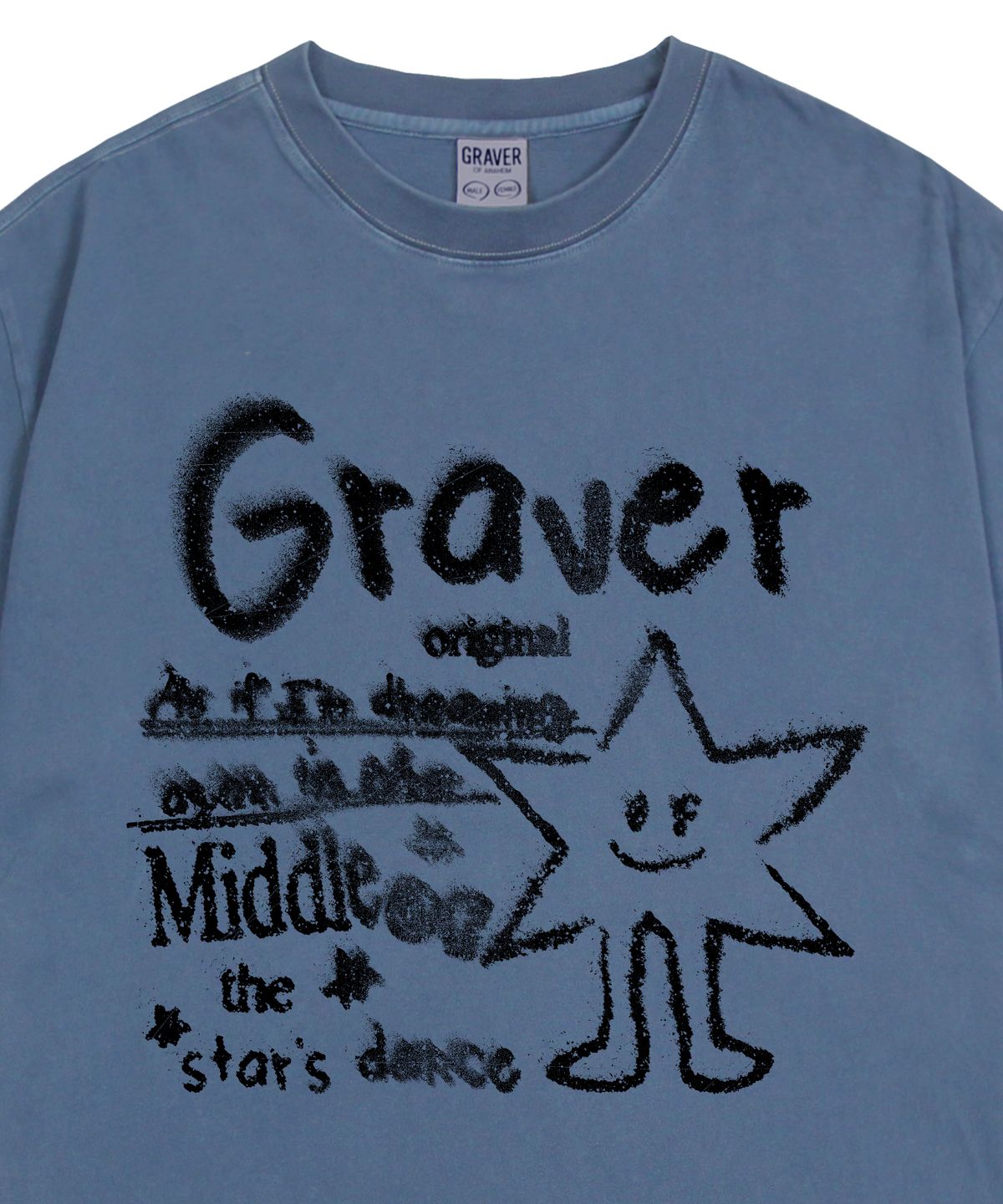 그레이버(GRAVER) [UNISEX]스타댄스 피그먼트 반팔티_블루섀도우