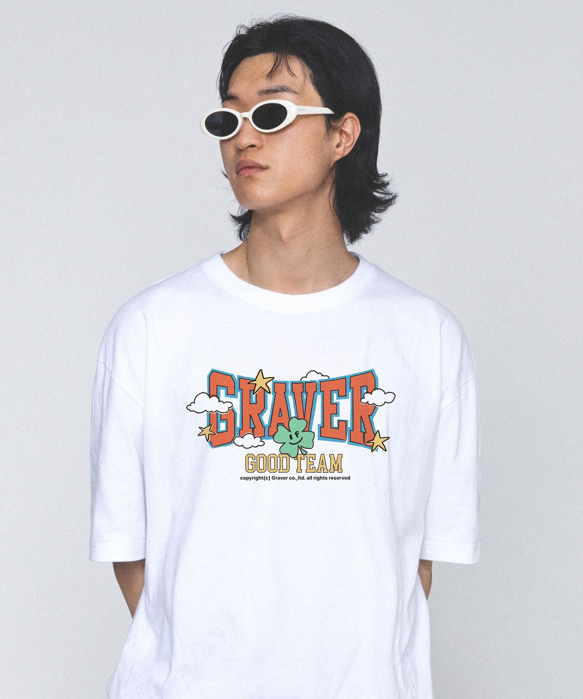 그레이버(GRAVER) [UNISEX]GOOD-TEAM 반팔티_화이트
