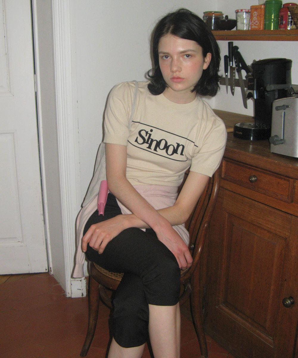 Sinoon Logo Half Knit 半袖ニット ベージュ SINOON] Sinoon Logo Half Knit (Beige) 正規品 韓国ブランド