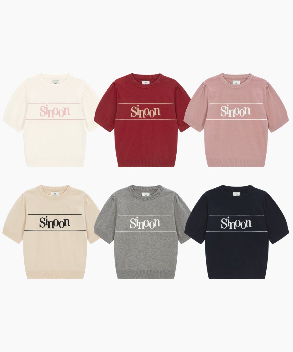 トップス Sinoon Logo Half Knit Melange Sinoon Sinoon Logo Half Knit