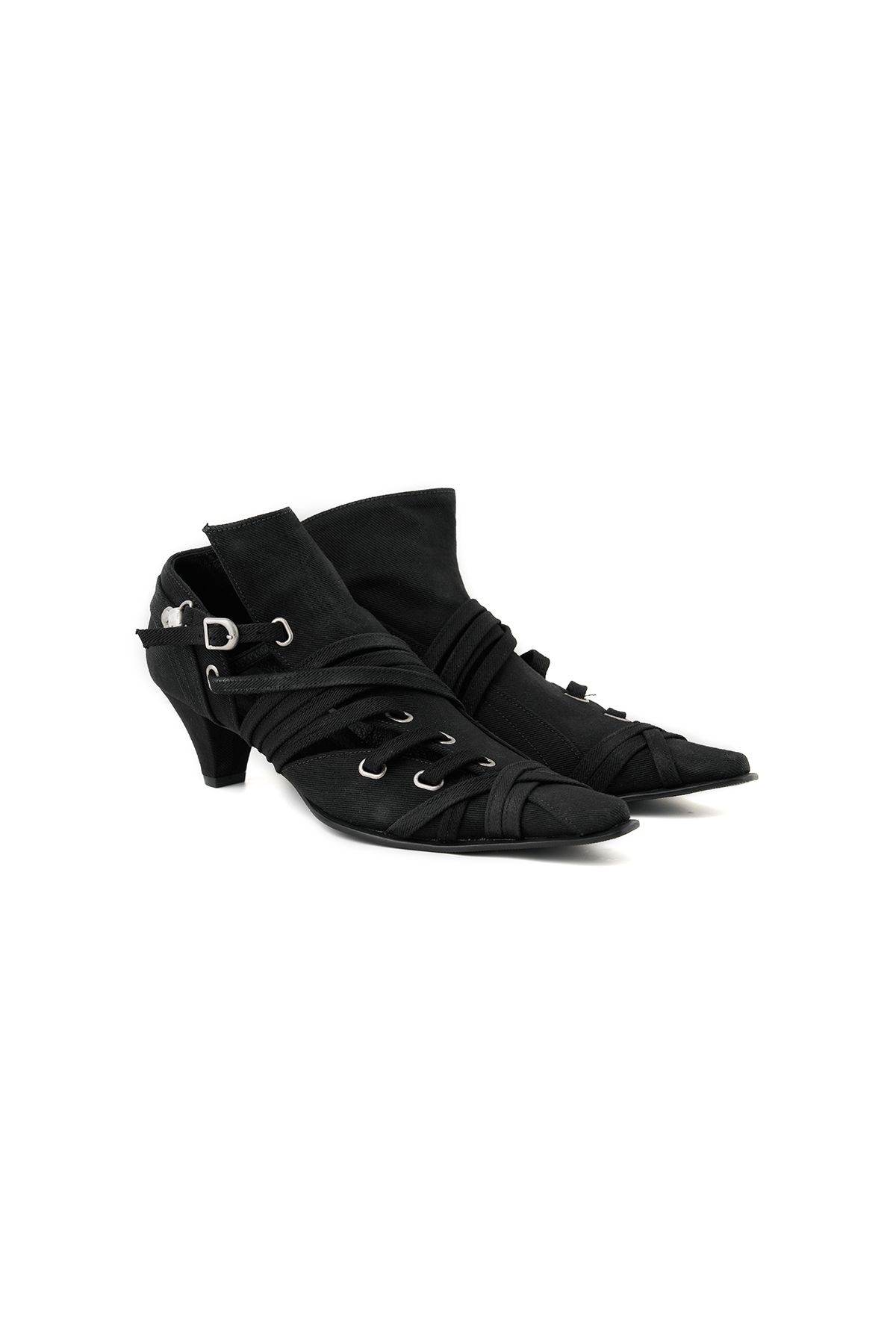 포트리스(4TRESS) ICONIC WAXED STRAPPY PUMPS 01 BLACK