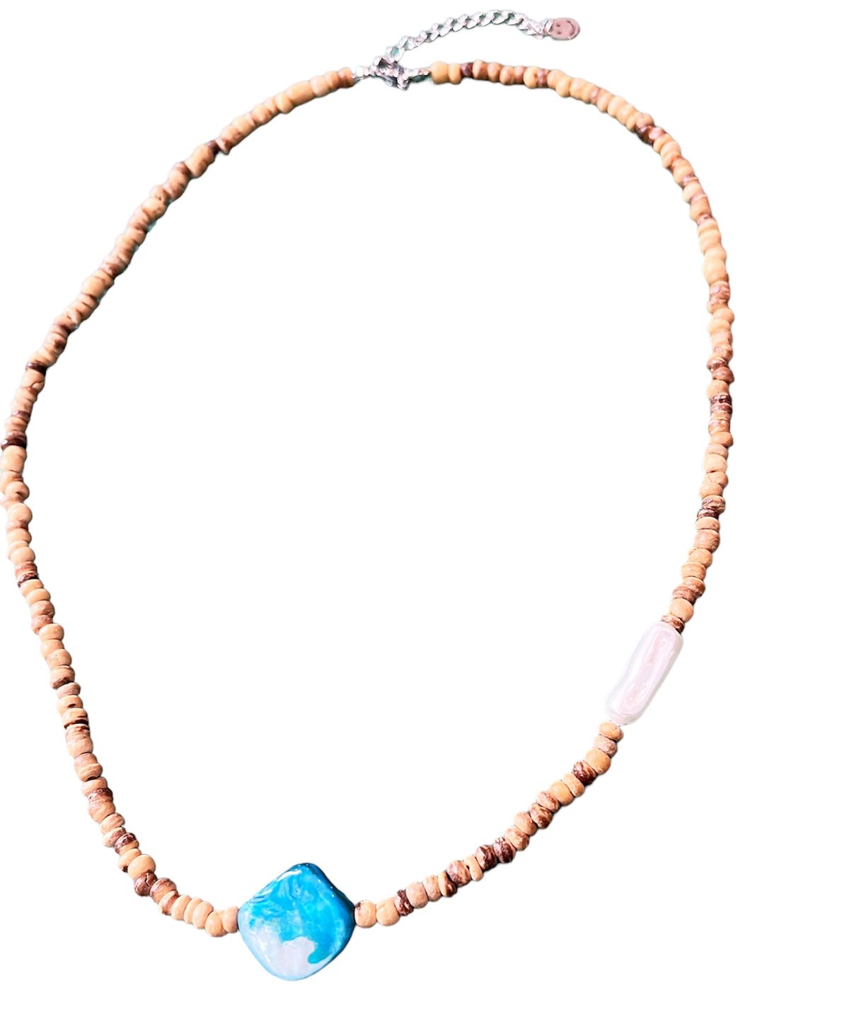 스케이터락(SK8ER ROCK) Pearl Points Wooden Beads Necklace (Wood)
