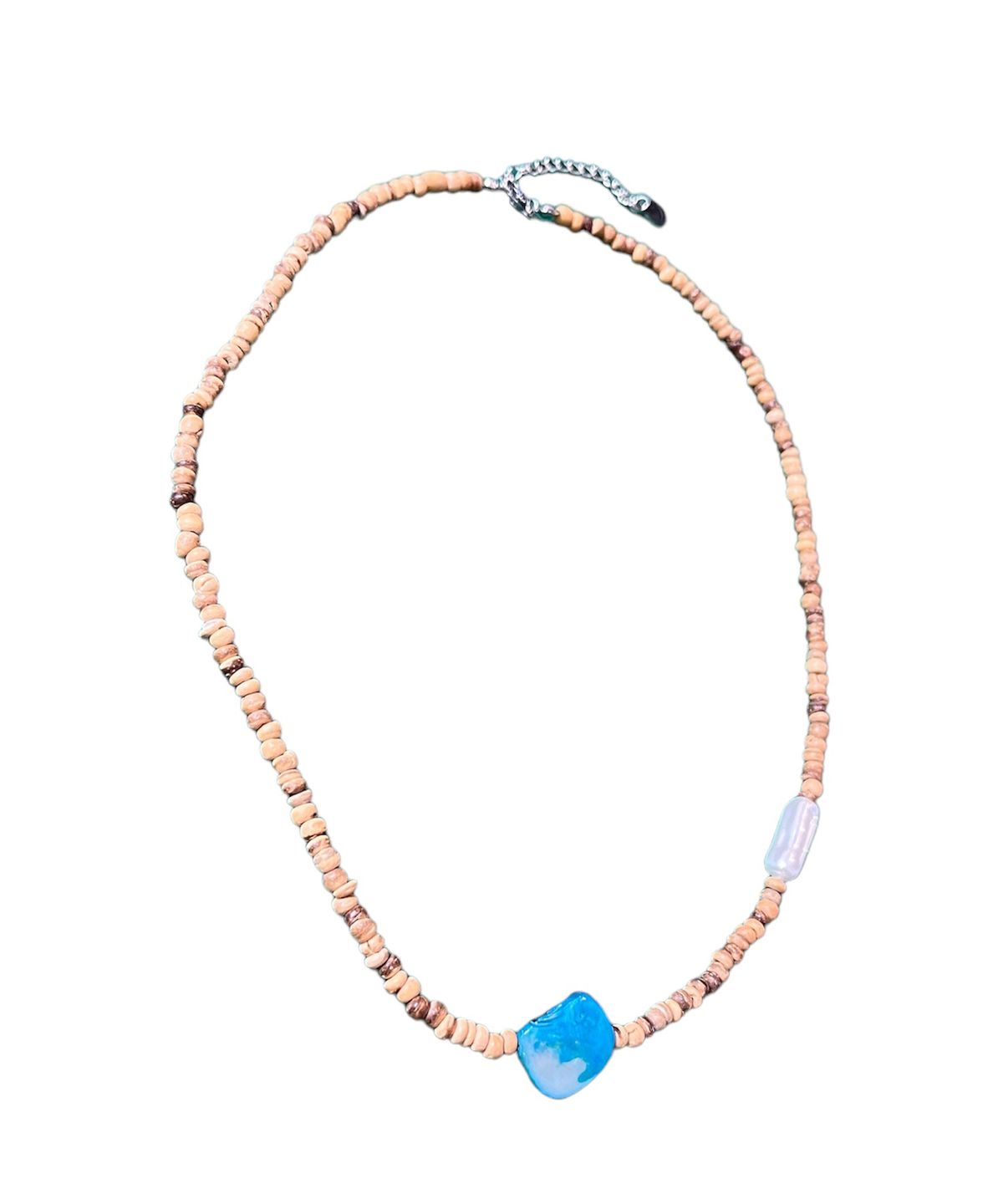 스케이터락(SK8ER ROCK) Pearl Points Wooden Beads Necklace (Wood)